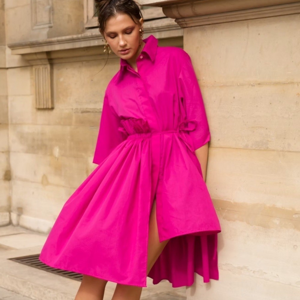 Nwt Neithan Herbert Dalia Pink Asymmetrical Dress Size Small Hot Pink